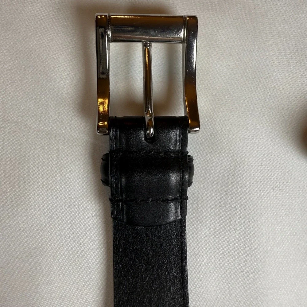Vintage Lauren Ralph Lauren‎ Mens Leather Belt Black Size 42/105 Embossed Logo